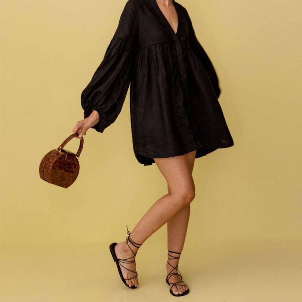 New Zara Black Leather Strappy Sandals